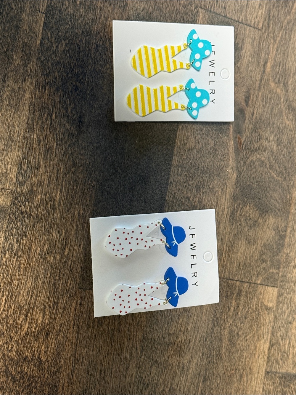 Source Unknown Yellow Striped and Turquoise Polka Dot Women Earrings
